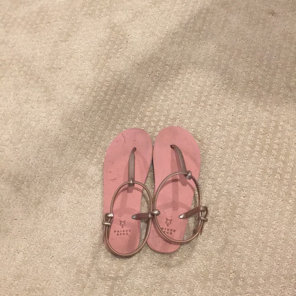 Rose gold flip flops